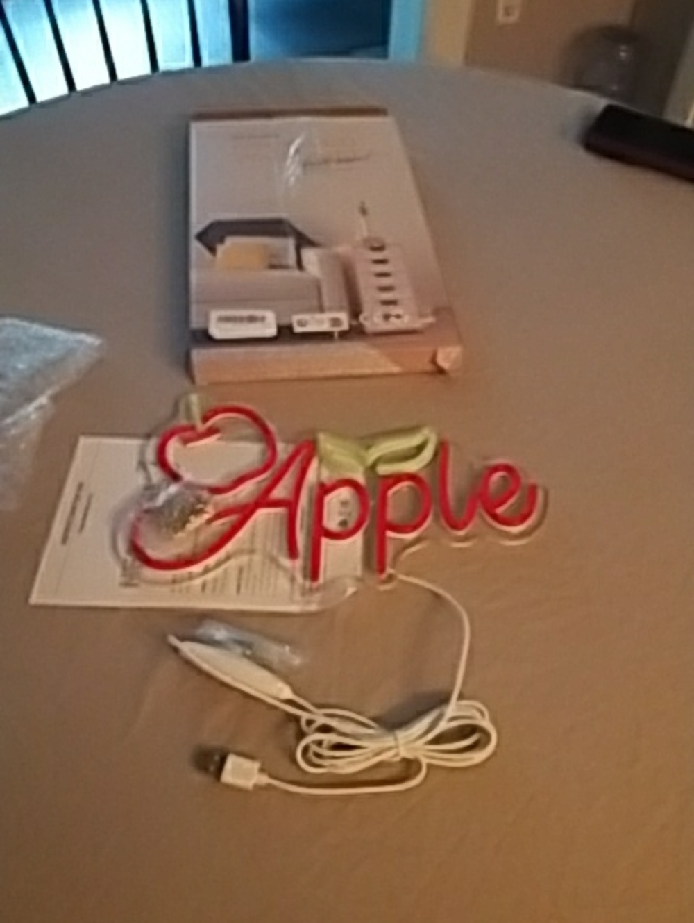 Apple Neon Logo USB Cable Accessory in Red and Green